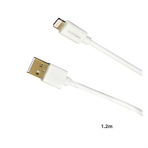 Câble de recharge / synchronisation NÜPOWER de 1,2 mètre avec prise Lightning / USB, Blanc