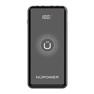 NUPOWER 10K mAh Powerbank with Integrated Cables -Black