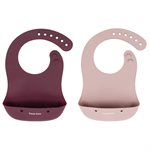 Bazzle Baby Silicone Foodie Bibs, 2-Pack - Pink / Cranberry