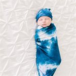 Bazzle Baby Forever Swaddle & Hat Set - Navy Tie-Dye