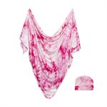 Bazzle Baby Forever Swaddle & Hat Set - Pink Tie-Dye