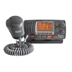 Radio marine VHF avec GPS de 25 watts Cobra avec support fixe, noire