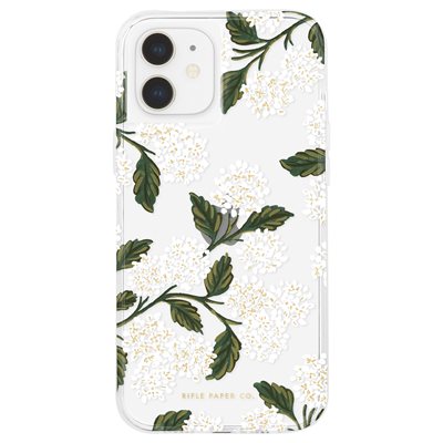Case-Mate Rifle Paper Case for iPhone 12 Mini with Micropel - Hydrangea White