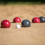 TRIUMPH 100mm Outdoor Resin Bocce Game Set - Red / Blue