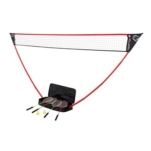 ZUME GAMES 4 Player Outdoor Backyard Portable Badminton Set with Case - Black / Red